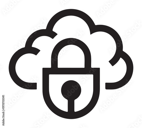 Black cloud icon with a padlock