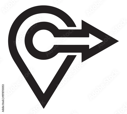 Black location pin with circular arrow