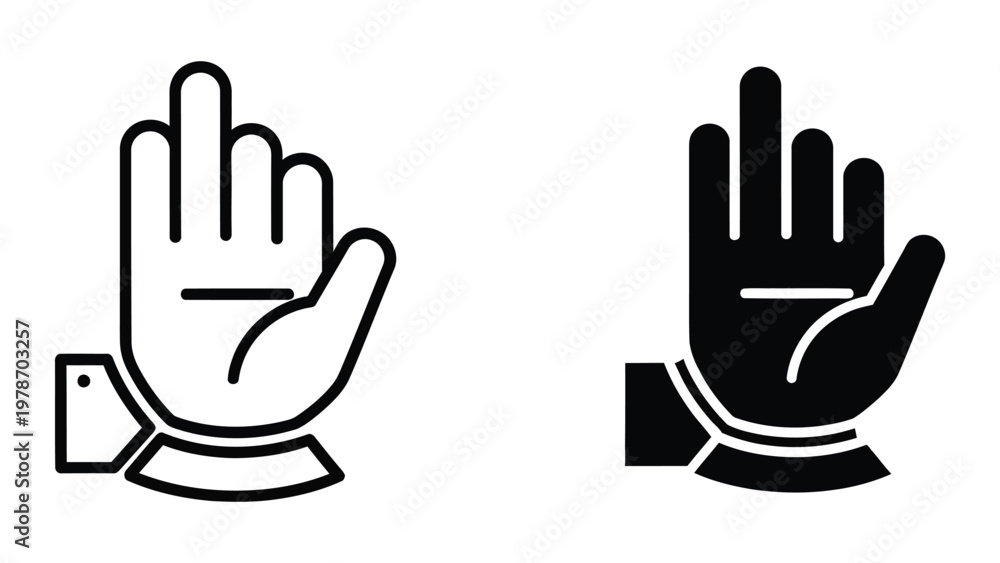 Obraz premium Hand signals indicating stop and prohibited actions with wristband designs