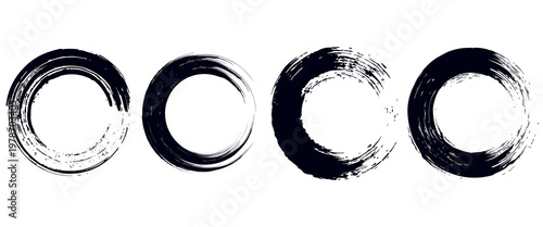 Black Ink Grunge Round Frames and Borders Collection. eps10