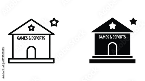 Games and esports logo with house design