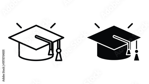 Schilderij op canvas Two contrasting graduation caps symbolizing academic achievement and formality