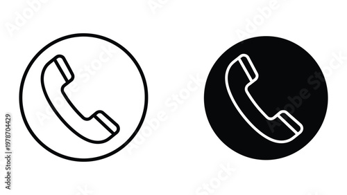 A black and white image of two phone icons