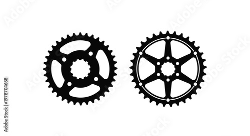 Two black bicycle chainrings displayed against a plain white background