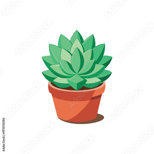 Green succulent plant in a terracotta pot vector illustration