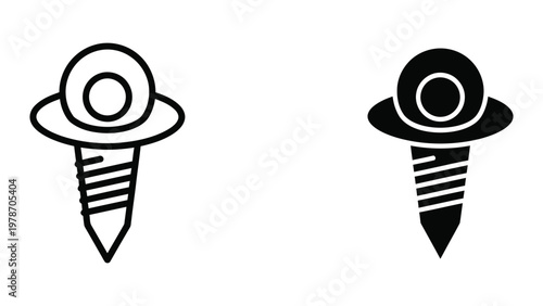 Comparison of a plain screw and a countersunk screw with a flat head