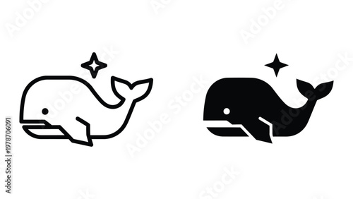 Whale icons with star