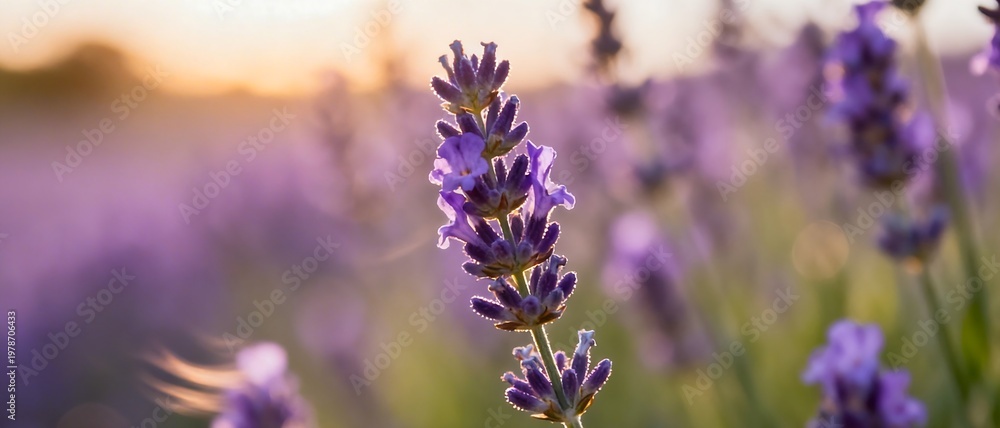 Fototapeta premium Lavender Flowers Macro in Soft Breeze Relaxation Aromatherapy Concept