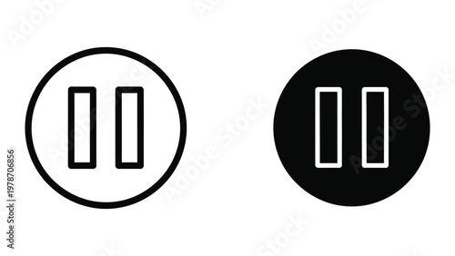 Pause button icons in white and black circles
