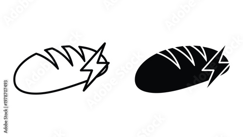 Black and white lightning bolt symbolized baguettes representing energy or power