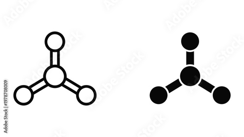 Structural representation of carbon dioxide and carbonate ion in simplified molecular diagrams