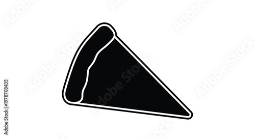 Simple black and white illustration of a single slice of pizza