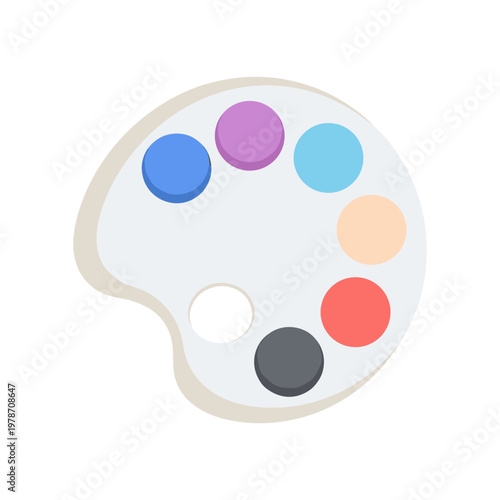Art palette flat vector illustration with a selection of soft pastel paint colors ideal for graphic design art education and various creative projects.