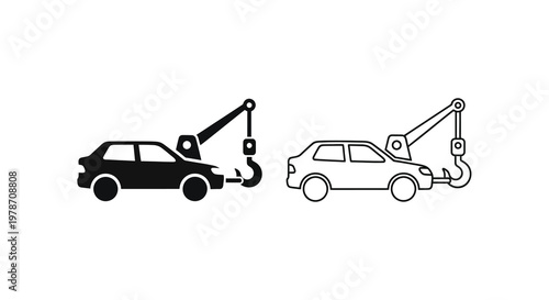 Two tow truck icons one black one white depicting vehicle recovery