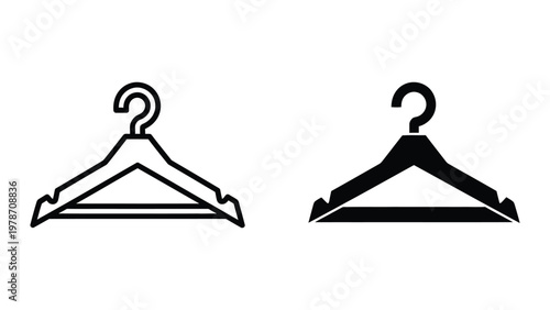 Comparison of two different types of hangers in black and white contrast