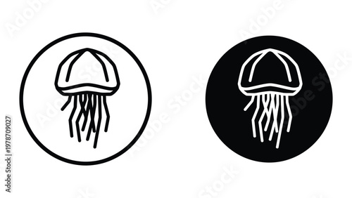 Black and white jellyfish icons