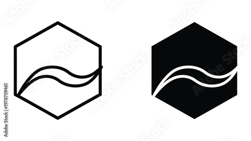Contrasting hexagonal shapes with a sinusoidal wave pattern inside