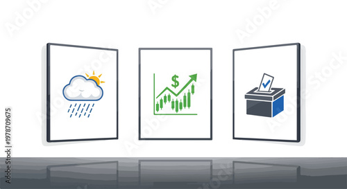 News Weather Finance Icons Set Vector Illustration