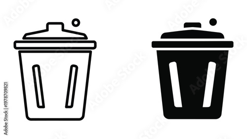 Comparison of two differently styled waste bins with lids and handles