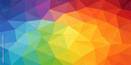 A vibrant, abstract geometric pattern unfolds in a dazzling spectrum of rainbow colors, creating a visually striking and modern graphic design.