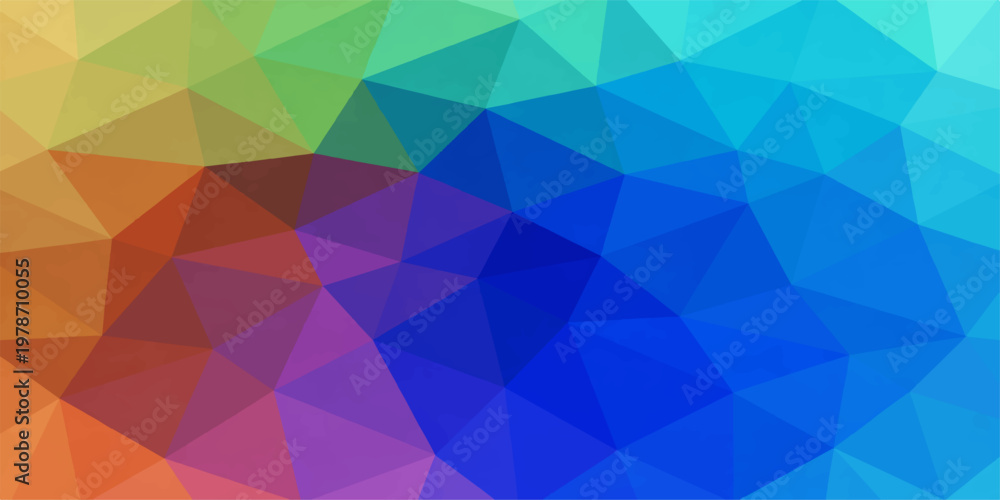 Fototapeta premium Abstract and artistic visual of a colorful low-poly design. An amalgamation of geometric shapes and a vibrant display of colors, which can enhance various projects.