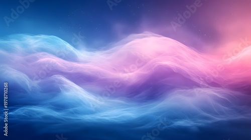 Dreamy ethereal clouds flow across a vibrant twilight sky in this abstract scene.