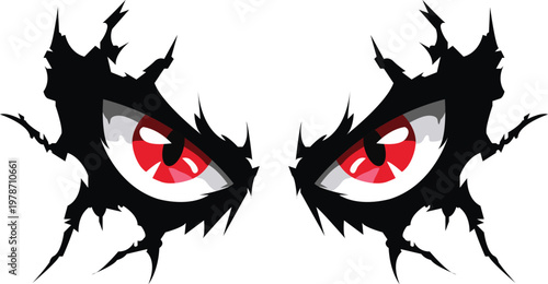 Angry Red Eyes Vector Illustration – Dark Evil Gaze Abstract Horror Design