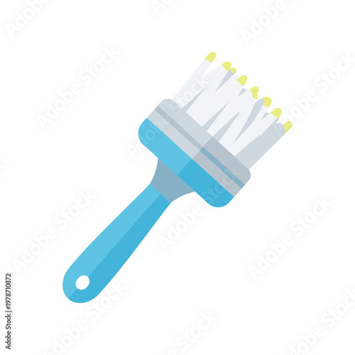 Canvas Print Light blue paint brush with grey ferrule and white bristles clean and ready for home improvement projects vector illustration