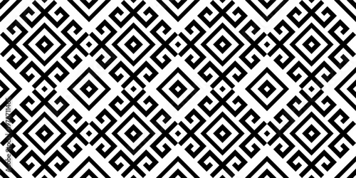 Seamless black traditional tribal geometric pattern