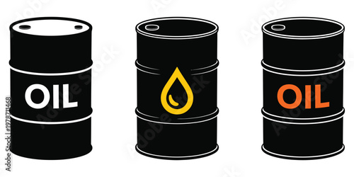 Crude oil barrel icon, representing energy industry and fuel storage, vector illustration for petroleum production, energy resources, industrial facilities, and energy sector design.
