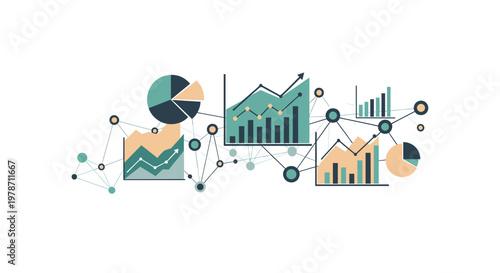 Minimalist network graphic conveys collaboration, connection, and data flow. Suitable for business presentations, website design, and illustrating int