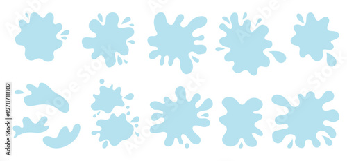 Water splash frame with puddle shape blot and fluid flat liquid. Vector spot paint with edge text blob and silhouette stain background. Wavy banner water with illustration decoration puddle.