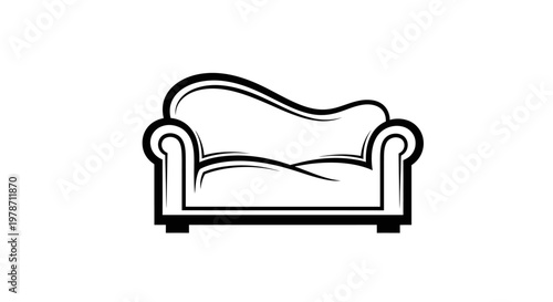 A simple line drawing of a sofa.