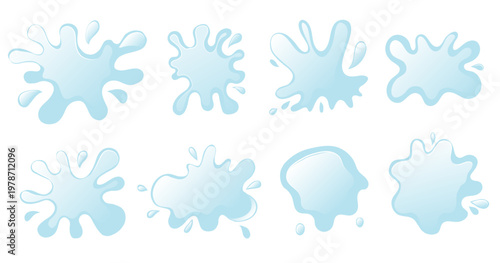 Water splash frame and puddle shape blot with fluid flat liquid. Vector spot paint and edge text blob with silhouette stain background. Wavy water illustration and decoration puddle drop.