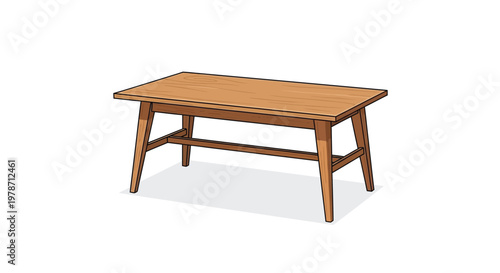 A simple cartoon illustration depicts a rectangular wooden table with four legs and a crossbar