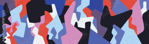 Group of people multicolored futuristic silhouettes abstract vector background