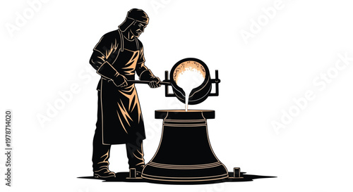 Blacksmith working on a glowing piece of metal on an anvil in a workshop