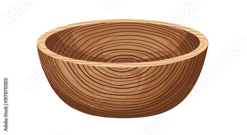 A deep wooden bowl captured from a side perspective highlights the curved interior walls and the rich circular grain of the natural timber construction.