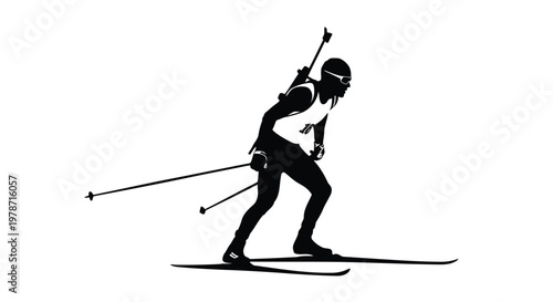 Black silhouette of a skier in motion