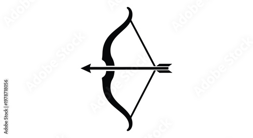 A striking black silhouette depicts a classic recurve bow with an arrow symbolizing archery and precision silhouette