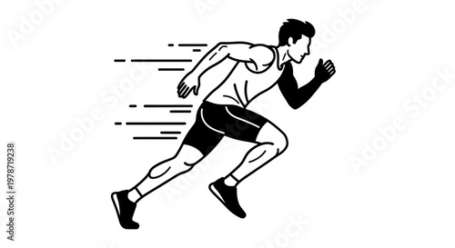 Man running quickly in athletic wear.
