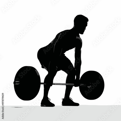 Silhouette of a Person Performing a Deadlift with Proper Form in Strength Training Scene