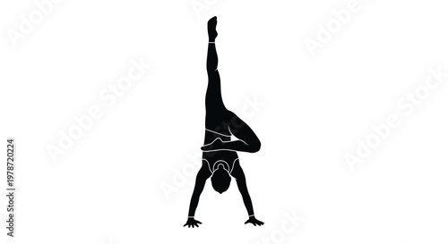 A dynamic black silhouette of a person performing a handstand showcasing strength and flexibility silhouette high quality professional