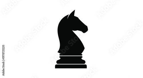 A striking black silhouette of a chess knight s head and neck showcasing a classic game piece silhouette
