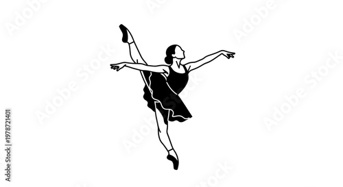 Woman in elegant black dress dancing.