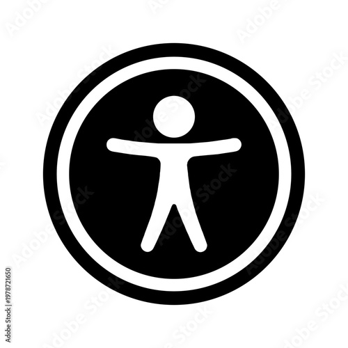 Accessibility Icon – Universal Access Person Circle Symbol Black Vector Badge