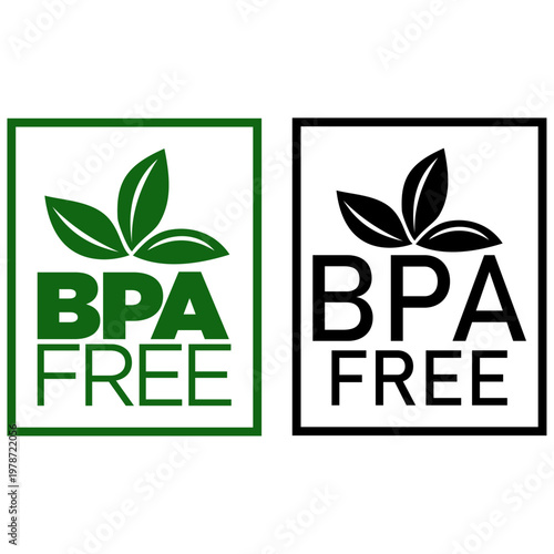 BPA Free Icon – Bisphenol Free Leaf Green Black Badge Label Vector Design