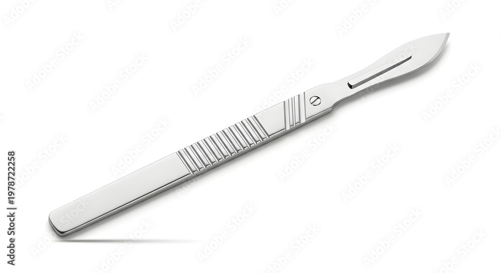 Fototapeta premium Surgical Scalpel on White Background - Professional Medical Instrument for Healthcare and Surgery