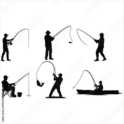 Fishing silhouette bundle for sports and recreation