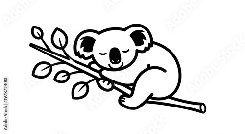 Cute koala sleeping on a branch.